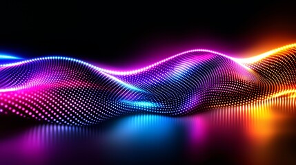 Aufkleber - Colorful wave of light is projected onto a dark background. The colors are bright and vibrant, creating a sense of energy and excitement. The wave appears to be moving and pulsating