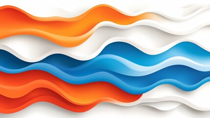 Poster - Colorful wave with orange, blue, and white stripes. The colors are vibrant and the wave is dynamic