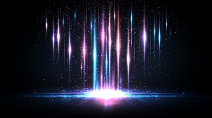 Poster - Colorful, glowing, and sparkling image of a light show. The image is a visual representation of a light show, with the colors and patterns of the lights creating a sense of movement and energy