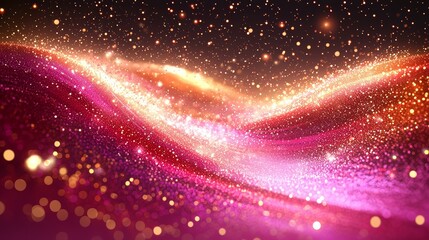 Poster - Colorful, swirling pattern of pink and orange sparks. The image is abstract and has a dreamy, ethereal quality