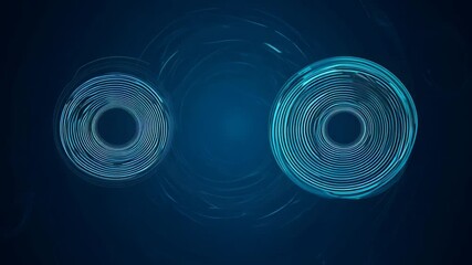 Poster - 4K Blue Dark Seamless Looping Animated Background with Circular Abstract Patterns for Modern Business