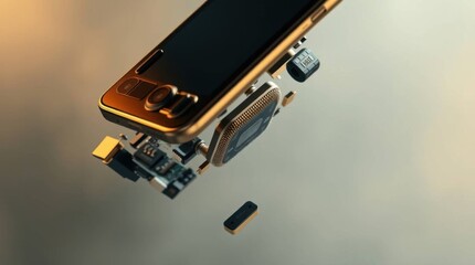 Poster - Exploded view of smartphone components showcasing technology and engineering
