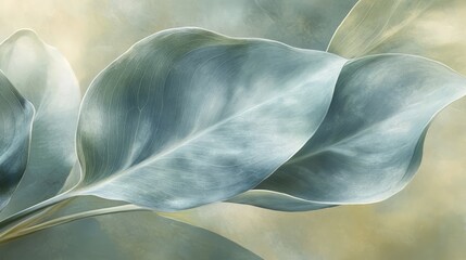 Poster - Leafy green plant with a blue tint. The leaf is the main focus of the image