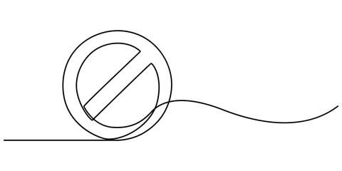 Aufkleber - Prohibition sign in continuous line drawing style. Line art of the STOP symbol. Vector illustration. Abstract background, Prohibition sign in one line drawing, Healthcare minimalist concept pro style.