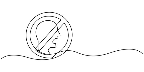 Fototapete - Prohibition sign in continuous line drawing style. Line art of the STOP symbol. Vector illustration. Abstract background, Prohibition sign in one line drawing, Healthcare minimalist concept pro style.