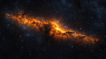 Aufkleber - Long, orange cloud of gas and dust in space. The stars are scattered throughout the image, with some closer to the foreground and others further away. Scene is one of wonder and awe