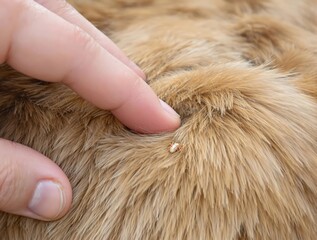 a hand is touching a brown fur