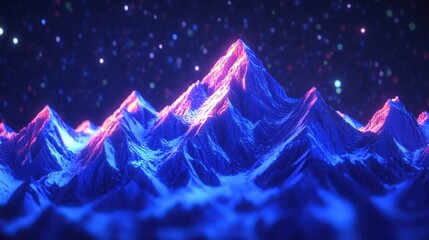Wall Mural - neon mountains at night