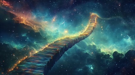Wall Mural - A cosmic staircase stretches across a beautiful celestial nebula