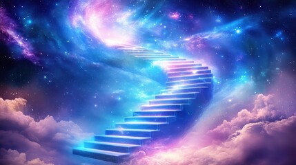 Wall Mural - A Beautiful Spiral Staircase Ascending Through The Cosmic Universe
