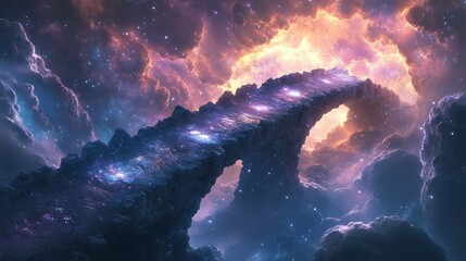 Wall Mural - A celestial bridge spans across an ethereal dreamlike universe in the sky