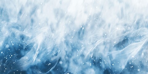 Poster - abstract blue wave patterns with soft textures and floating particles in a dreamy atmosphere