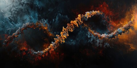 Poster - Abstract infinity symbol with fiery and smoky textures in vibrant colors