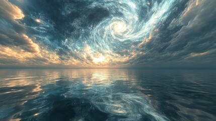 Wall Mural - An ethereal ocean scene featuring swirling celestial and watery elements