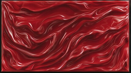 Poster - Red and shiny surface with a wave pattern. The surface is made of a shiny material that gives it a luxurious and elegant appearance. The wave pattern adds a sense of movement