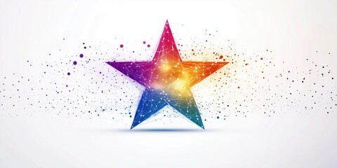 Poster - colorful geometric star with glowing connections and dots in vibrant gradient design