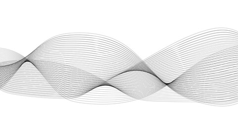 Poster - vector wavy grey lines flowing smooth curve black gradient color on transparent background in concep