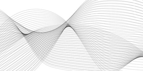 Poster - Wavy business curve lines on transparent background. Abstract ocean wave line background. Wave swirl, frequency sound wave, twisted curve lines with blend effect. Vector illustration.