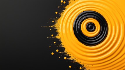 Poster - Splash of paint with a black and yellow swirl in the center. The swirl is surrounded by yellow paint, creating a dynamic and eye-catching effect