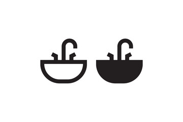 Fototapete - Sink with faucet icon in outline and solid style Vector