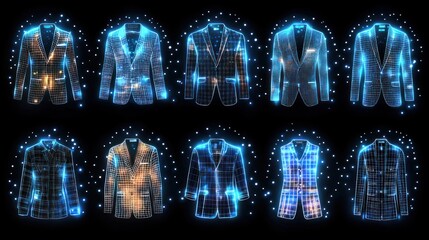 Poster - Neon Glowing Suits Collection: A Digital Fashion Showcase