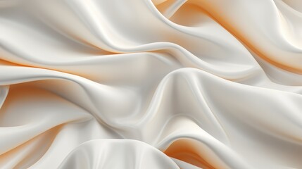 Poster - White fabric with a pattern of orange and yellow. The fabric is flowing and has a soft texture