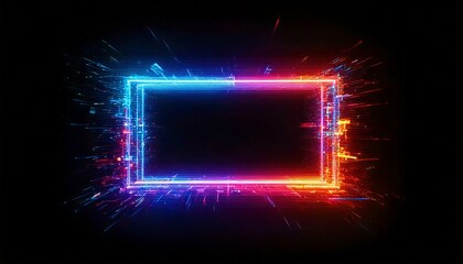 Leinwandbilder - a vibrant and colorful neon rectangle, with hues of blue, purple, and orange, emanating a striking visual impact