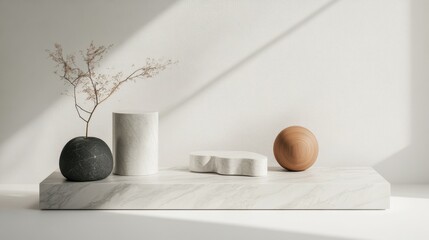 Poster - Minimal modern product display marble podium over white background