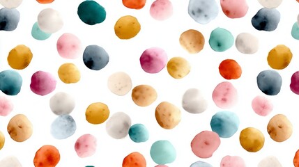 Aufkleber - A lively arrangement of watercolor dots in various shades of pink, blue, gold, and green fills a blank canvas, inspiring imagination and artistic expression in any creative space