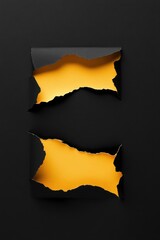 Poster - Ripped black paper revealing vibrant golden background creating dramatic contrast for modern design and art projects