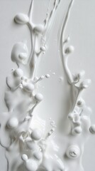 Poster - Abstract white paint splash on canvas creating dynamic liquid forms in a clean monochrome composition artistic and minimalist