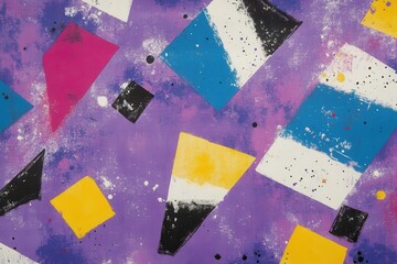 Poster - Vibrant geometric pattern on canvas with bold colors and dynamic shapes creating a modern abstract art piece