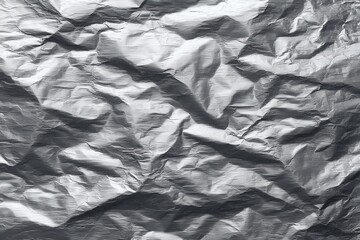 Poster - Crumpled aluminum foil texture creating a metallic abstract background with light and shadow effects perfect for graphic design