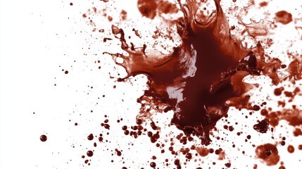 Poster - Dramatic chocolate splash on white backdrop creating dynamic abstract pattern for culinary design