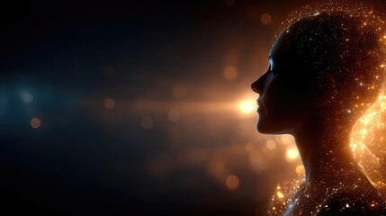 Poster - Golden light emerges from heart center with floating mandalas and celestial patterns