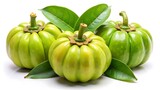 Fresh garcinia atroviridis fruit isolated on white background