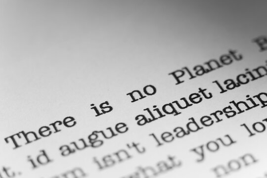 There is no Planet B. Text printed on a page. A piece of paper witha phrase written in retro typewriter font.