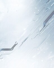 Poster - Abstract Futuristic Technology Background with Circuit Board Lines in Light Blue and White Tones