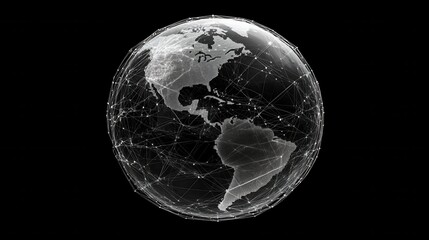 Poster - This image depicts a connected globe with network lines and dots symbolizing international communication and data sharing