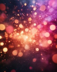 Poster - Ethereal cosmic radiance with blurred bokeh lights creating a dreamy fantasy backdrop for creative projects and designs with a vibrant color palette