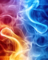 Poster - abstract ethereal smoke design with vibrant red and blue hues creating a dynamic and captivating vis