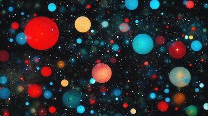 Poster - vibrant cosmic spheres in a starry void colorful planets floating in deep space celestial bodies