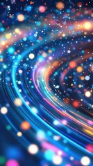 Poster - abstract light trails in swirling motion with vibrant colors and bokeh effect creating a dynamic and