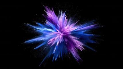 Poster - vibrant explosion of colorful powder in shades of blue and purple against a stark black background c