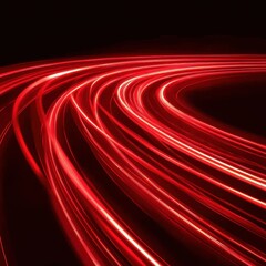 Poster - Dynamic red light trails illuminate a dark path creating a sense of speed energy and futuristic design with a smooth curve