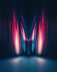Poster - Abstract Futuristic Tunnel with Neon Lights and Motion Blur Creating a Dynamic and Modern Ambiance