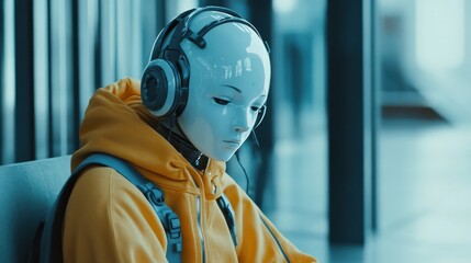 Poster - Chatbot conversation assistant. Person using online customer service with chat bot to get support. Artificial intelligence and CRM software technology, customer support center, CONTACT US