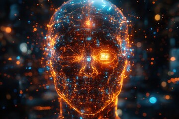 Poster - Futuristic Digital Art of a Human Face