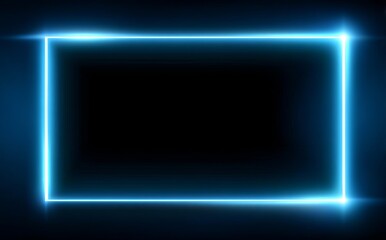 Aufkleber - The 3D illustration features a neon frame in the shape of a rectangle