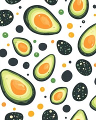 Poster - Vibrant Avocado and Dot Pattern Freshness and Healthful Eating Concept for Backgrounds and Designs
